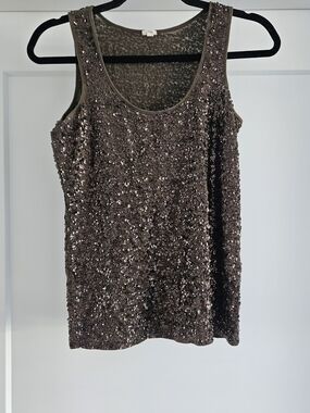 J. Crew Brown Sequin Tank Top